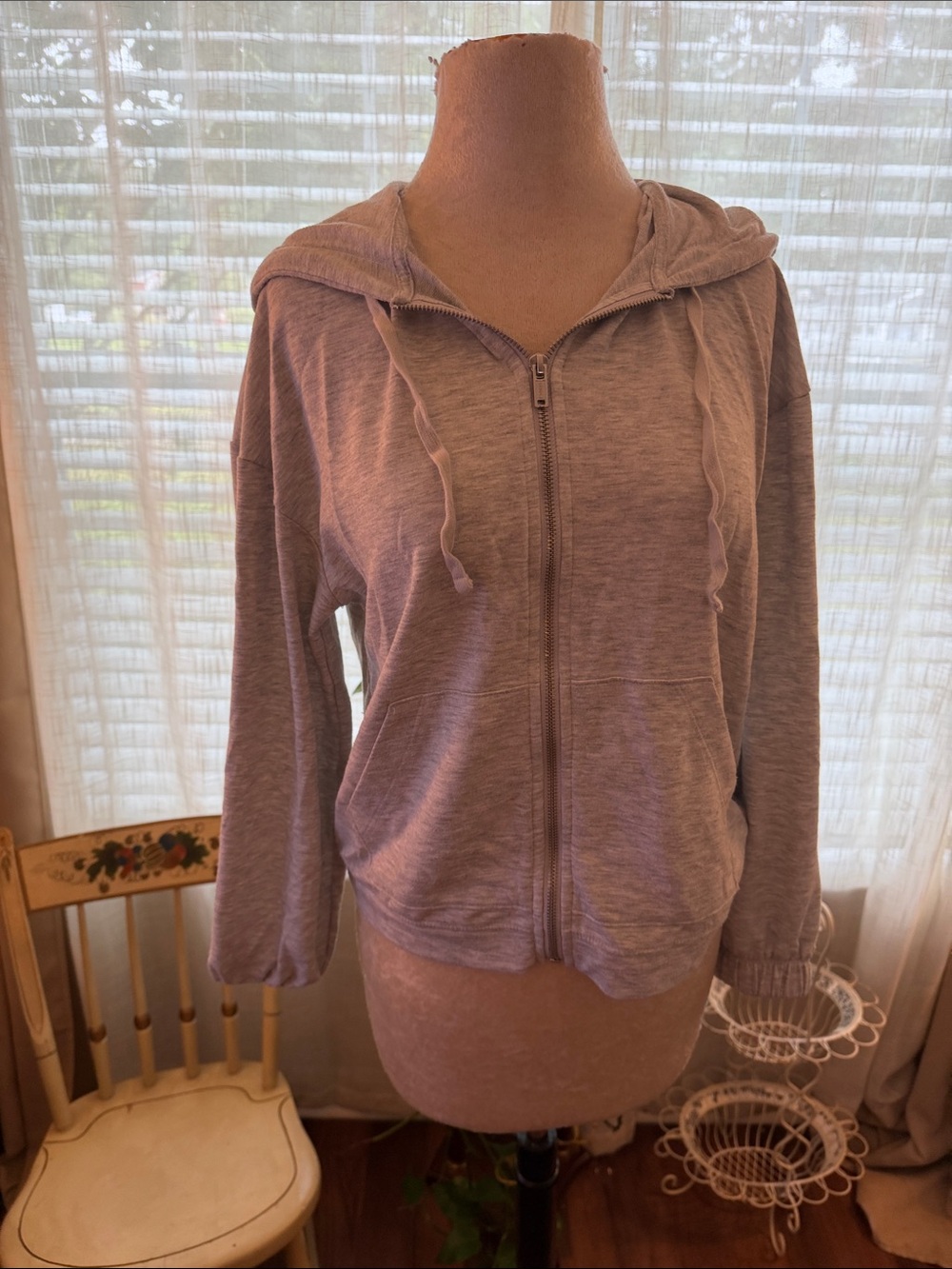 Banana Republic Light Gray Zip Hoodie